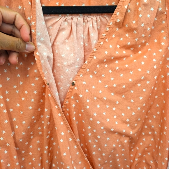 Madewell Peach/Coral Cotton Wrap Top Star Design sz XXS Preppy 4th Of July - Picture 10 of 13